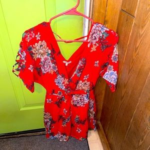 V neck floral Romper